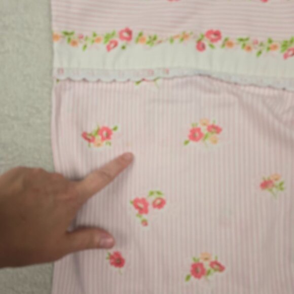 Vintage Cannon Monticello Floral Pillowcase Striped Pink White Cottagecore Lace - Picture 11 of 12